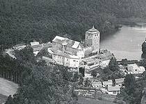 Hrad Kost u Sobotky - nádherný letecký pohled cca r.1930