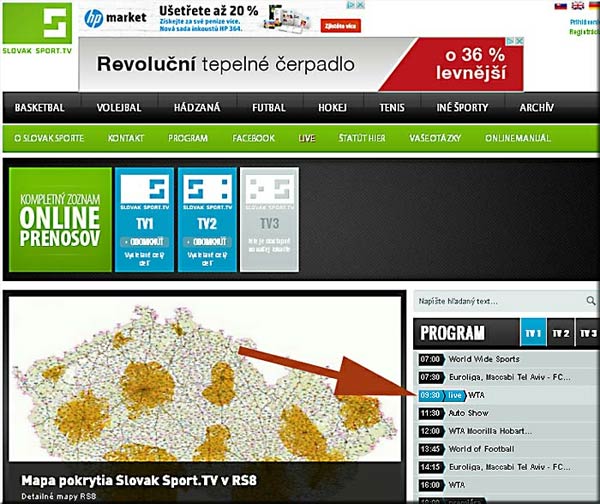 Program SlovakSport.tv na internetu