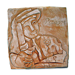 Picasso. Kachel po přežahu připravený k částečnímu glazování