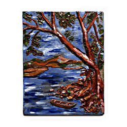 Na Sázavě.  Kachel po vypálení na vysoko