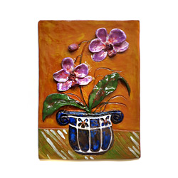 Orchidej. Kachel po vypálení na vysoko