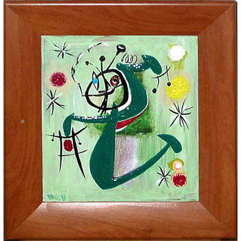 Fantazie dle Miro - akryl na překližce, rok 2007, 30 x 30 cm