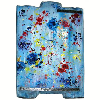 Modrá abstrakce - rok 2001, akryl na dřevě, 35 x 55 cm
