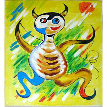Štrajfpudlík - rok 2007, akryl na plátně, 20 x 30 