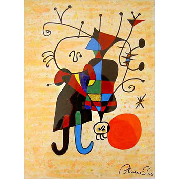 Lidé - (podle šátku J.Miró), rok 2006, akryl na plátně