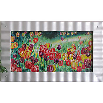 Tulipány -  (vzpomínka na Keukenhof), rok 2007, akryl na překližce, 50 x 100 cm