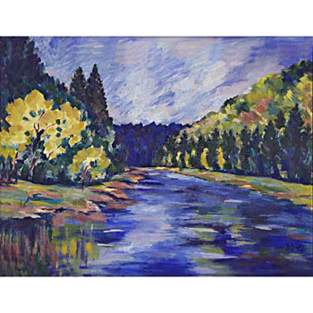 Sázava. Olej na plátně r. 2010, 40 x 30 cm
